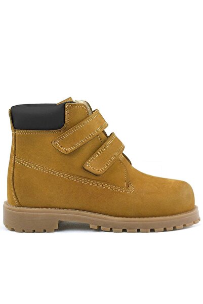 Rakerplus Neson Genuine Leather Mustard Yellow Velcro Kids Boots
