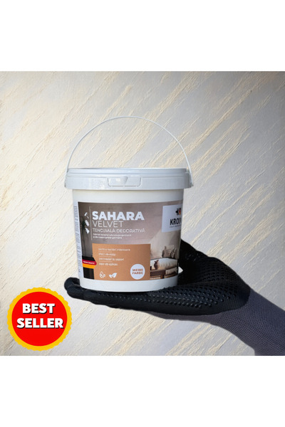 Kroinz Vopsea decorativă pensulată cu quartz, Sahara Velvet, 2,5 Litri, Culoa...