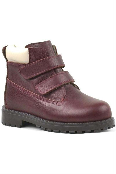 Rakerplus Neson Genuine Leather Claret Red Velcro Children's Boots