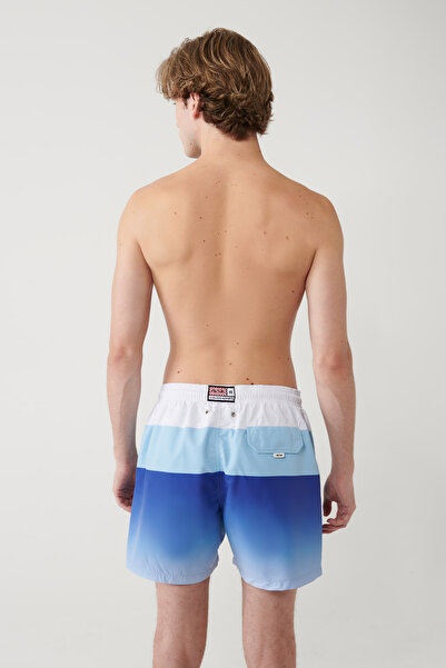 Avva Erkek Mavi Hızlı Kuruyan Desenli Relaxed Fit Relaxed Fit Deniz Şortu A41Y3824