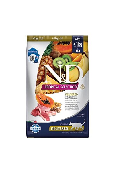 N&D Tropical Selection Kuzu Etli ve Tropikal Meyveli Kısırlaştırılmış Kedi Maması 4+1 Kg Hediye!