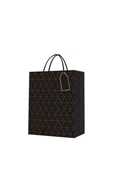 MEKs Black Patterned Large Size Cardboard Bag