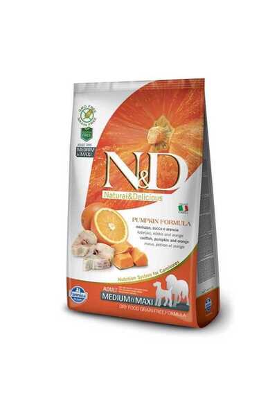 N&D Balkabaklı Morina Balıklı Medium Maxi Tahılsız Köpek Maması 2.5 Kg