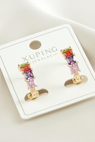 SiHako أقراط فلز-شوب شوب من الفولاذ الفاخر مرصعة بحجر الزركون - أصفر