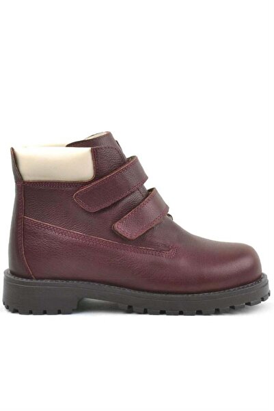 Rakerplus Neson Genuine Leather Claret Red Velcro Children's Boots