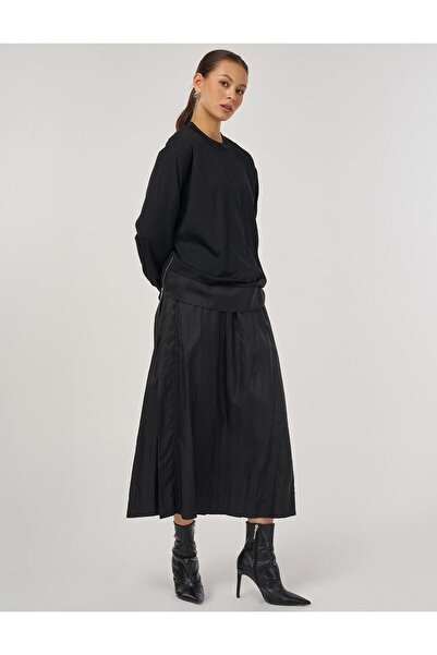 Kayra Parachute Fabric Skirt Suit Black