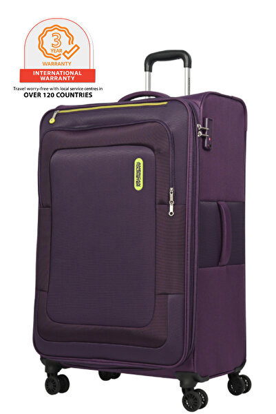 American Tourister حقيبة سفر دانكن بلس 83 سم بعجلات دوارة، مصنوعة من البوليستر، لونها بنفسجي، مزودة بقفل TSA