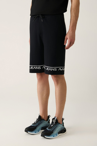 Avva Erkek Siyah Yandan Cepli Baskılı Soft Touch Regular Fit Şort A41Y3646