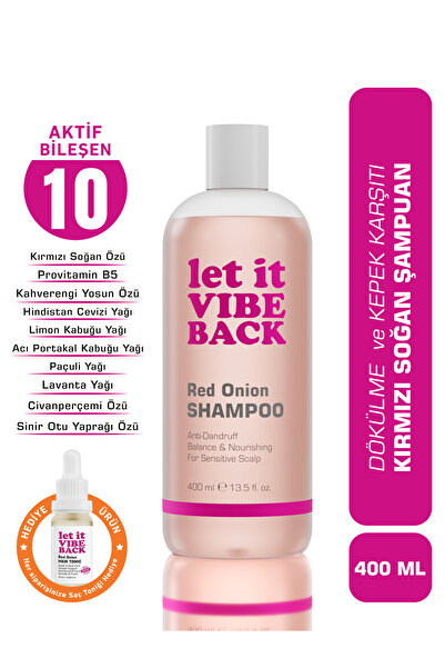 let it VIBE BACK Kırmızı Soğan Özlü Saç Dökülmesi ve Kepek Karşıtı Şampuan - 400 ml | Saç Uzamasını Destekler