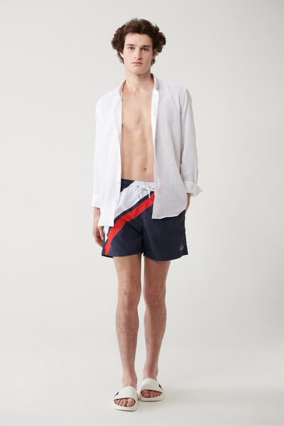 Avva Ανδρικό σορτς κολύμβησης με μοτίβο σε μπλε ναυτικό χρώμα Quick Dry Relaxed Fit A41Y3825