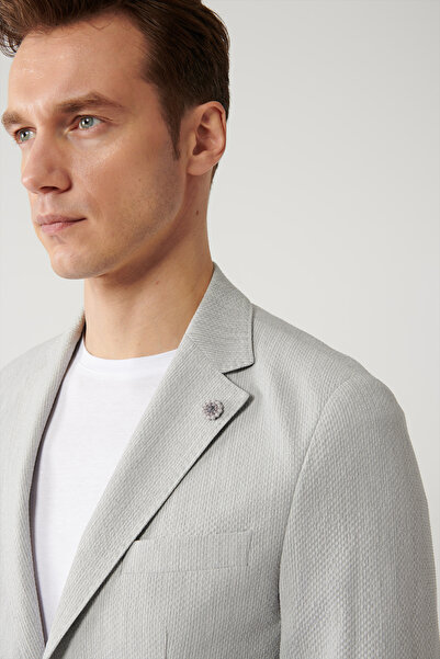 Avva Men's Gray Pocketed Unlined Slit Bi-Stretch Comfort Slim Fit Jacket A41Y4033