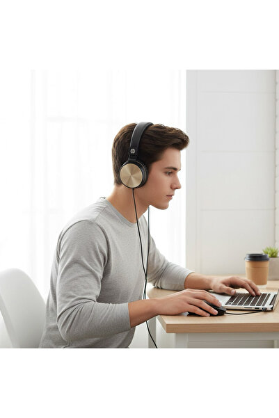 HP DHH-1206BK Black Wired Headphone