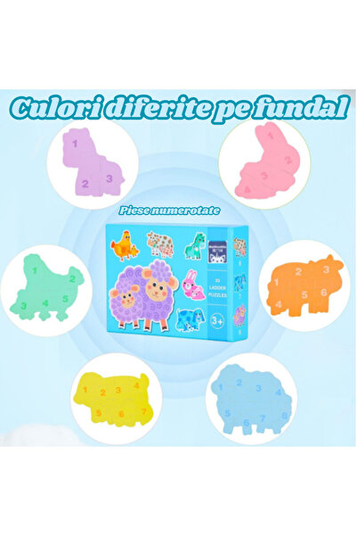 OEM Set of 6 Puzzles - Domestic Animals, Thick Cardboard 3mm, Large Pieces, Educational Toy for Ages 1-4