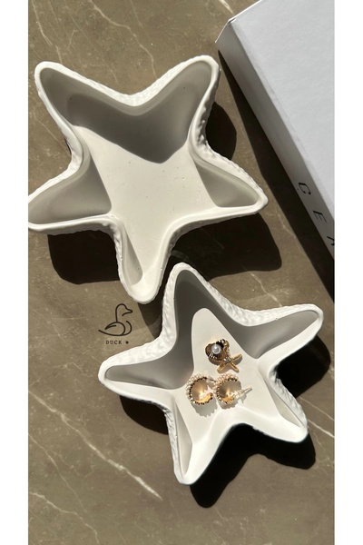 Home 2-Pack Decorative Jewelry Plate/Candle Holder with Starfish Appearance