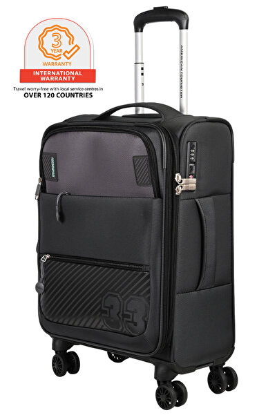 American Tourister حقيبة سفر ماجوريس بلس 59 سم، عجلات دوارة، بوليستر أسود، قف...