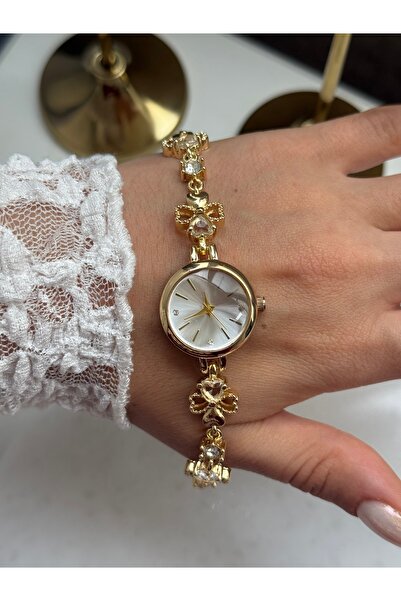 HOUSEKİ Bijuteri Women's Watch with Stone Flower Pattern
