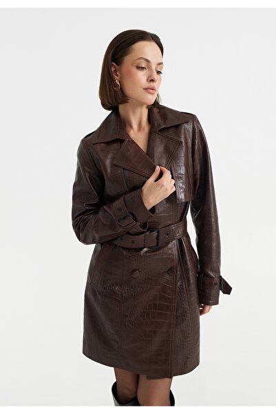 HYPNOTIC HUMAN Tigra Timsah Baskılı Deri Trençkot