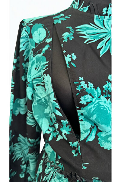 Mamara Hamile ve Emzirme Özellikli Midi Elbise – Uzun Kollu, Viskon Pamuk Kum...