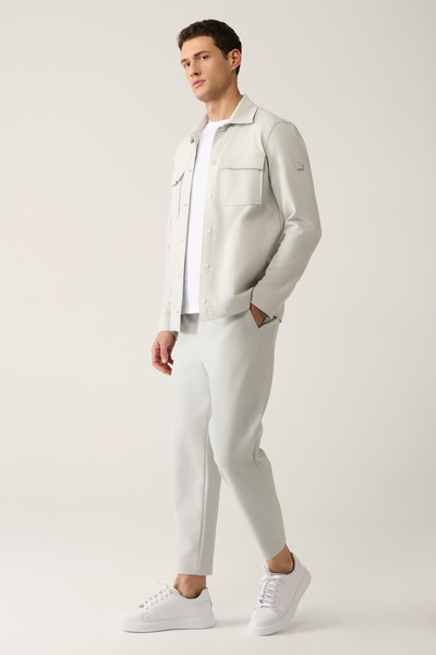 Avva Чоловічі світло-сірі класичні бавовняні штани з кишенями з боків і поясом A41Y3013