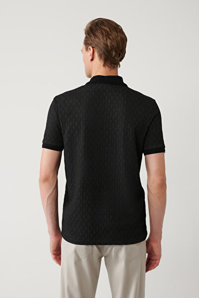 Avva Ανδρικό μπλουζάκι με 3 κουμπιά Jacquard Polo Collar Regular Fit T-Shirt A41Y1051