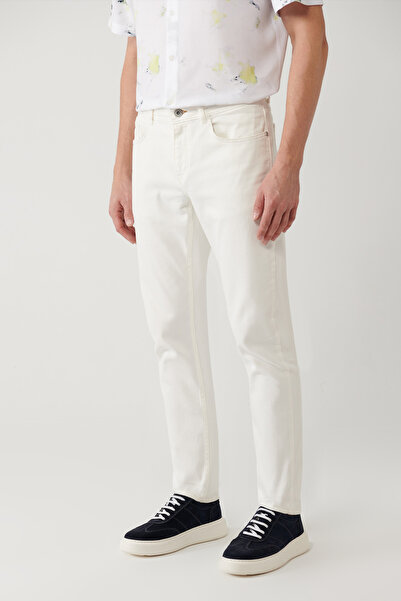 Avva Herren Ecru Rinse Washed Berlin Slim Fit Stretchhose A41Y3504