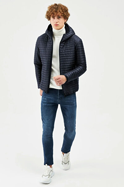 QAWWA Erkek İçi Astarlı Su İtici Rüzgar Geçirmez Elyaf Dolgulu Dik Yaka Hafif...