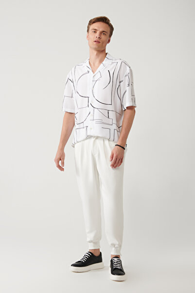 Avva Чоловічі білі класичні штани з плісированою талією та широкими штанинами A41Y3075