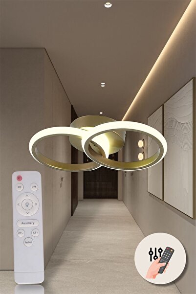 EYSHOP Modern Eskitme İkili Yuvarlak 3 Renk Kumandalı/Dimmerlı (Beyaz&Sarı&gü...