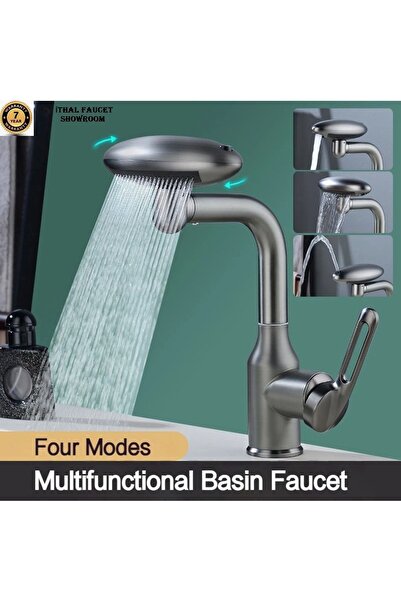 OEM Banyo Lavabo Mutfak Eviye Bataryası Duş Şelale 4 Antrasit Fonksiyonlu Ith...