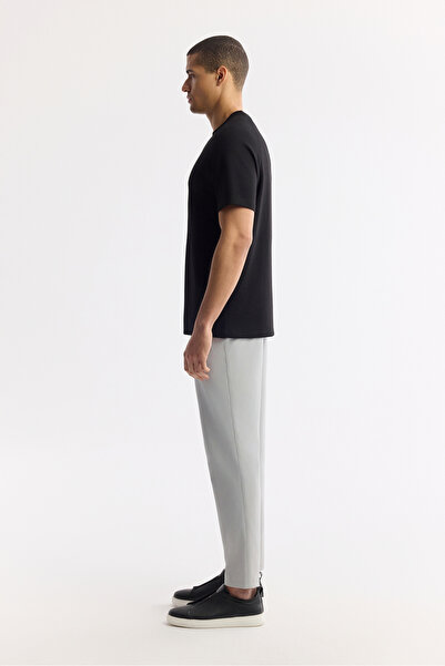 Avva Men's Black Crew Neck Printed Oversize Fit T-Shirt A41Y1168