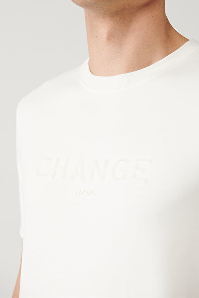 Avva Men's White Soft Touch Crew Neck Printed Regular Fit T-Shirt A41Y1333