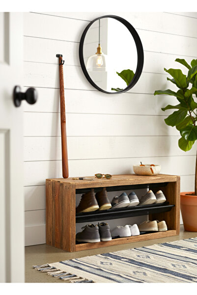 aslanoyma Çiçek Model Ceviz Ahşap El Oyması Ayakkabı Çekeceği 75 CM