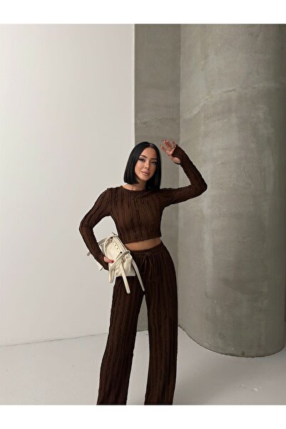 ARK MAĞAZALARI Firfirli Long Sleeve Finger-Through Crop Set