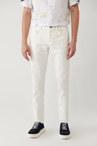 Avva Herren Ecru Rinse Washed Berlin Slim Fit Stretchhose A41Y3504