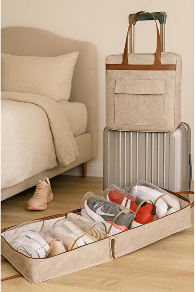 Arma House Μπεζ πολυτελή δερμάτινα παπούτσια από τσόχα - Τσάντα ταξιδιού