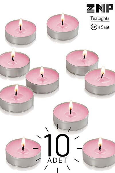 MaisonArt 10 Adet | Gül Kokulu Tealight Mum | 4 Saat Yanar | Dekoratif Mumluk...