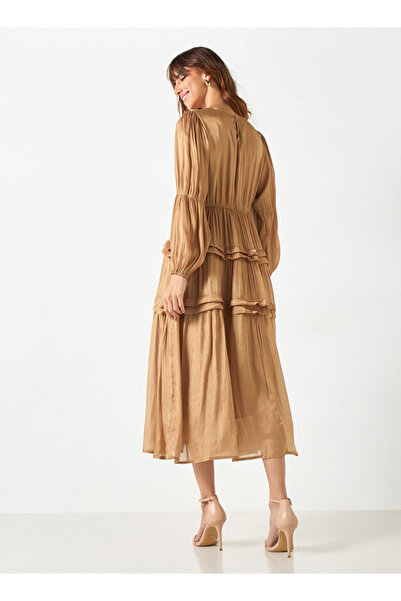 2Xtremz Textured A-line Tiered Dress with Volume Sleeves