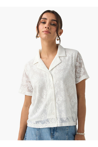 2Xtremz Textured Notch Collar Shirt with Short Sleeves