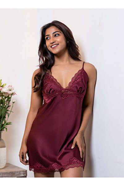 Aadaraya Night Dress Sleeveless Lace Detail