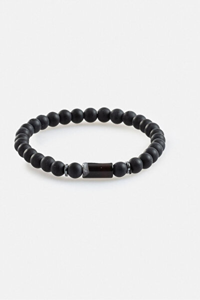 Avva Men's Black Onix And Agate Stone Bracelet A32y9625
