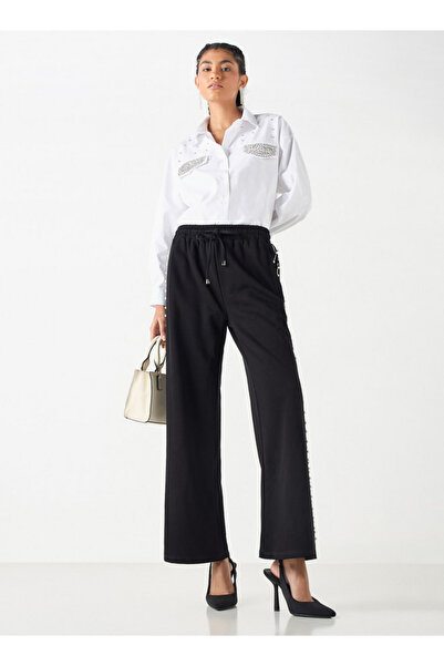 2Xtremz Embellished Mid-rise Trousers With Drawstring Closure And Pockets