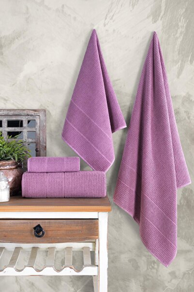 Zeynep Tekstil Royalty |   50X90 - 70X140 cm 4-Piece Bath Towel Set, 100% Cotton Towel Set