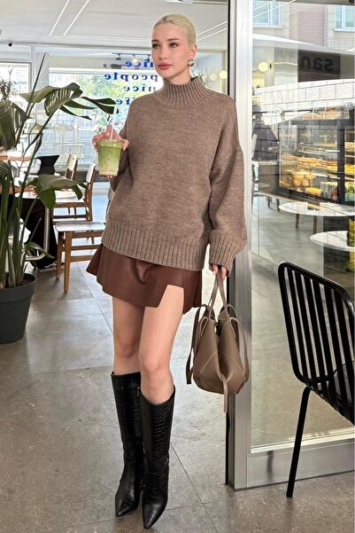 Madmext Mink High-Necked Women's Knitwear Sweater Mg2535