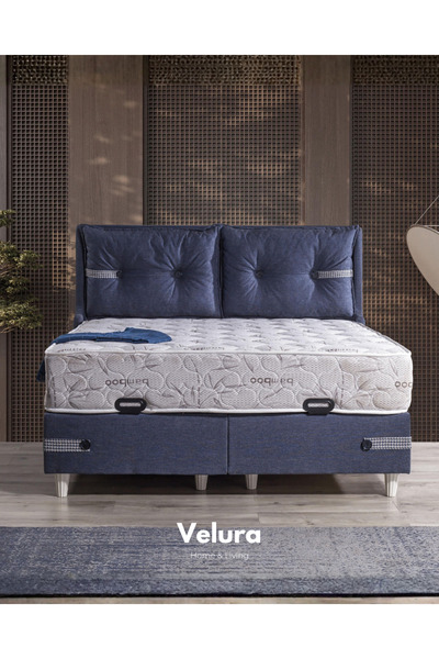 Velura Home & Living Velvet Form Çift Kişilik Yatak Baza Başlık Seti (200 x 200)