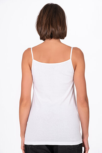 Kompedan Kadın Pamuklu Ribana İp Askılı Klasik Atlet 3'lü Paket – Esnek & Rahat | Beyaz K0107