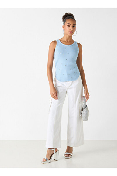 2Xtremz Embellished Sleeveless Top With Round Neck