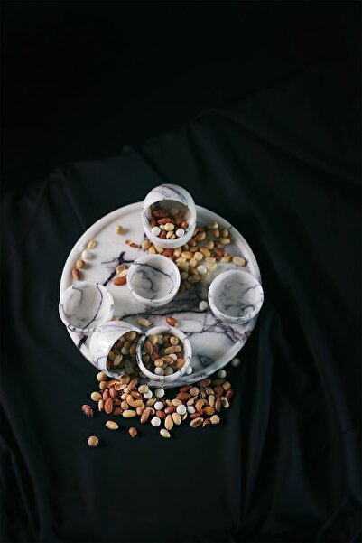 Znp Home 8 Piece Natural Stone Marble Handmade - Cookie Bowl and Presentation Tray Set