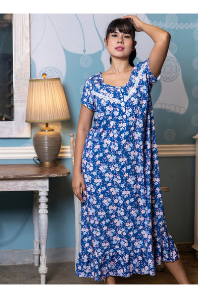 Aadaraya Night Dress Short Sleeves Printed