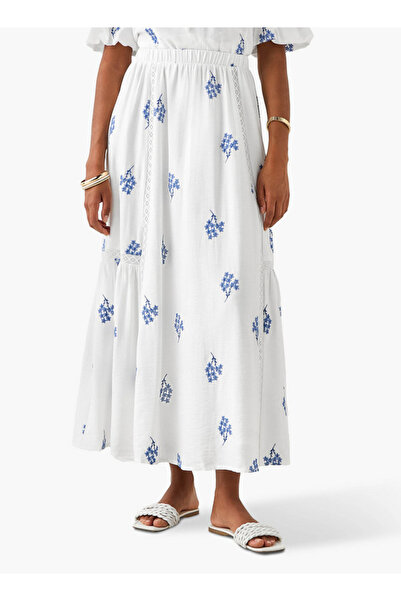 2Xtremz Embroidered Maxi Skirt with Lace Inserts