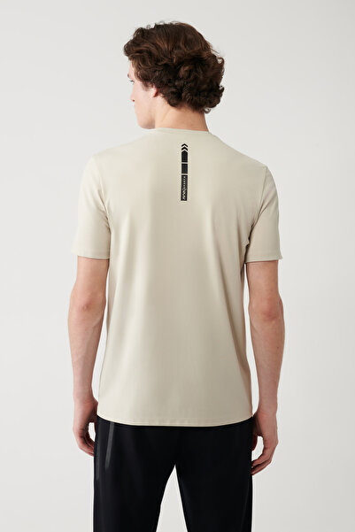 Avva Men's Beige Crew Neck Printed Soft Touch Regular Fit T-Shirt A41Y1037